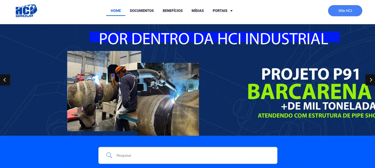 Página inicial da intranet da HCI Group
